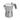 Grey Alessi Moka 1-cup espresso maker angled inward on a white background, showing the faceted metal body, spout and grey handle.