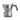 Side view of grey Alessi Moka 1 Cup stovetop espresso maker with grey handle and angular spout