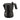 Black Alessi Moka 3-cup espresso maker angled inward on a white background, with a faceted body, side spout and gold safety valve.