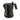 Black Alessi Moka 3-cup espresso maker angled inward on a white background, with a faceted body, side spout and gold safety valve.