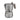 Grey Alessi Moka 3-cup espresso maker angled inward on a white background, showing the faceted metal body, spout and grey handle.