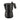 Black Alessi Moka 6-cup espresso maker angled inward on a white background, featuring a matte black faceted body, handle and gold safety valve.