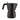 Black Alessi Moka 6-cup espresso maker side view on a white background, showing the left handle, right spout and angular octagonal body.