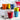 Colourful Bialetti Bicchierini cups styled with coffee beans and a red moka pot