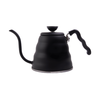 Black 800ml Hario Buono kettle with a curved gooseneck spout, designed for precise pour-over coffee brewing.