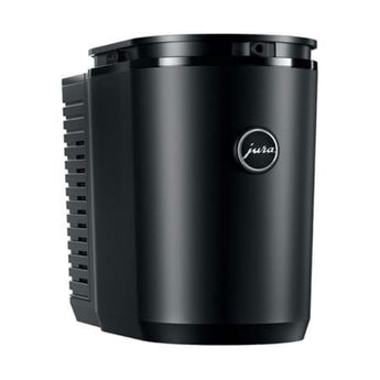 Jura Milk Cool Control 2.5L black milk cooler side view with Jura logo
