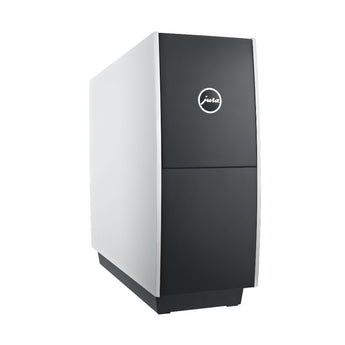 Jura Cup Warmer side angle view with black front panel and Jura logo