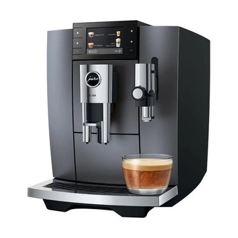 JURA E10 automatic coffee machine with large coffee cup and milk system