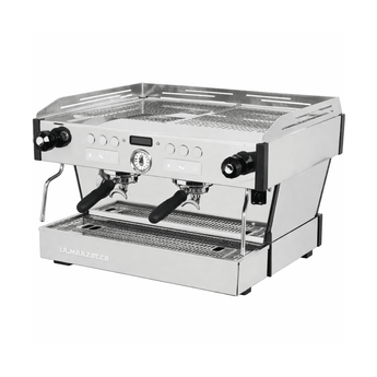 La Marzocco Linea PB X 2 group espresso machine at a front-right angle showing group heads, drip tray, and steam wands