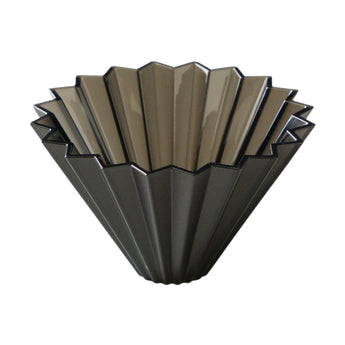 Black Origami Air Coffee Dripper 1-2 Cups with translucent folded resin design