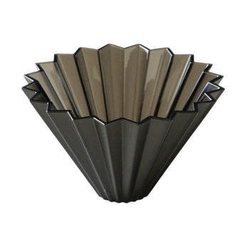 Black Origami Air Coffee Dripper 1-2 Cups with translucent folded resin design