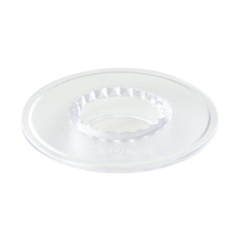 Clear Origami Coffee Dripper Holder with embossed Origami branding, shown from a side angle on a white background