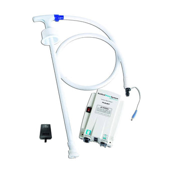 Flojet Water Pump System with pump unit, tubing, pickup wand and power supply for bottled water dispensing.