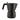 Black Alessi Moka 6-cup espresso maker side view on a white background, showing the left handle, right spout and angular octagonal body.