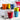 Colourful Bialetti Bicchierini cups styled with coffee beans and a red moka pot