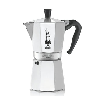 Bialetti Moka Express 9 cup aluminium coffee maker with classic Italian moka pot design.