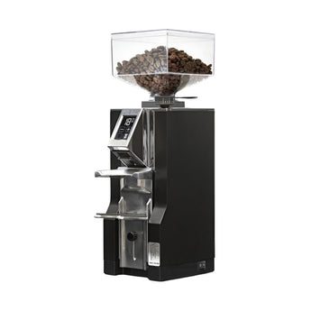 Eureka Mignon Libra 55 Espresso Grinder black side angle with integrated grind by weight display and bean hopper