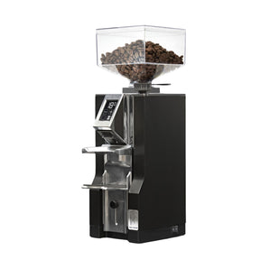 Eureka Mignon Libra 55 Espresso Grinder black side angle with integrated grind by weight display and bean hopper