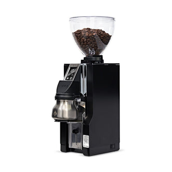 Eureka Mignon Libra 65 All Purpose espresso grinder with dosing cup and integrated scale, side angle view