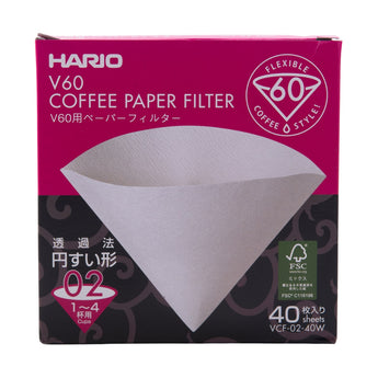 Hario V60 coffee paper filters size 02 pack of 40 white cone filters in retail box