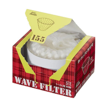 Kalita Wave 155 filter papers in red and yellow packaging for 1-2 cup pour-over brewing
