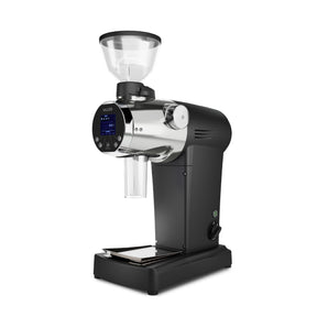 Mazzer ZM Filter coffee grinder in black with chrome front panel, digital display, and small bean hopper, shown on a white background.