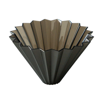Black Origami Air Coffee Dripper 2-4 Cups with translucent fluted resin body