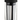 Clear glass bottle with black lid and interior filter on a white background