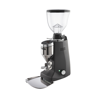 Mazzer Major V Electronic grinder with 83 mm flat burrs and digital dosing display designed for professional espresso preparation.