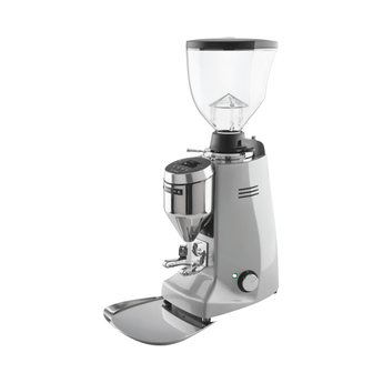 Mazzer Major V Electronic grinder with 83 mm flat burrs and digital dosing display designed for professional espresso preparation.