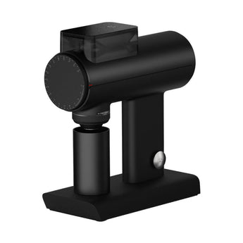 Timemore Sculptor 078S flat burr coffee grinder in black with minimalist design and single dose grinding setup